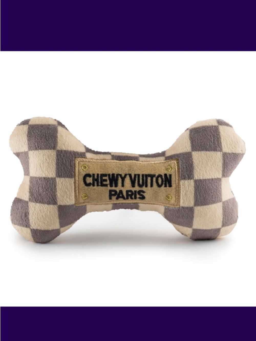 Chewy Vuiton Paris Checkered Plush Dog Toy Damier
